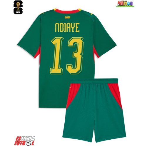 Senegal Iliman Ndiaye #13 Segunda Equipación Niños Mundial 2026 Manga Corta (+ Pantalones cortos)